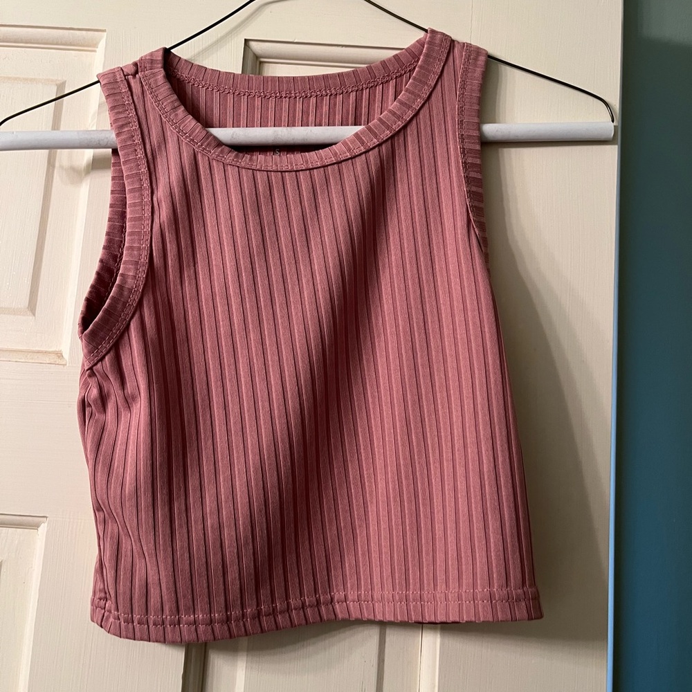 SHEIN Pink Ribbed Crop Top